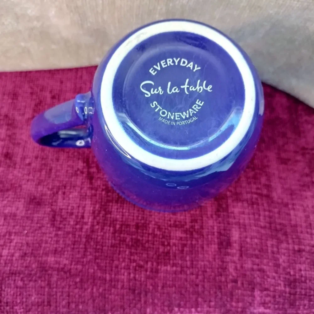 Sur La Table Everyday Stoneware Blue Coffee Mugs Set of Four